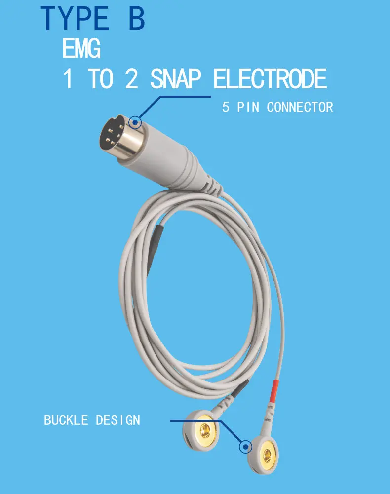 5-pin DIN to Pair Button Electrode Cable - Tenocom